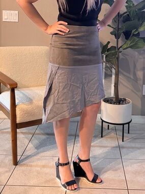 Brunello Cucinelli Asymmetric Suede & Silk Skirt-US 6